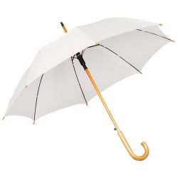 Зонт-трость с деревянной ручкой, полуавтомат (белый)